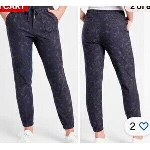 Athleta Women's Camo Farallon Jogger Cotton Stretch‎ Black Blue 535275 sz 4